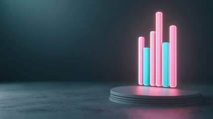 Obraz premium Futuristic Virtual Wealth Planning Concept with Floating Holograms and Neon Glow -