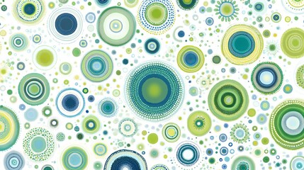 Fototapeta premium Abstract circles in varying shades of green and blue on a white background