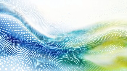 Abstract wave pattern in blue, green, and yellow with dotted texture