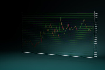 3d stock graph with green background. Illustration or background image.