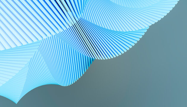 Illustration of 3D abstract art with lines against colored background