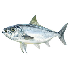 Fototapeta premium Detailed illustration of a silver fish swimming in a vibrant underwater environment, showcasing its sleek form and distinctive features