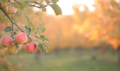  Autumn trees with apples.