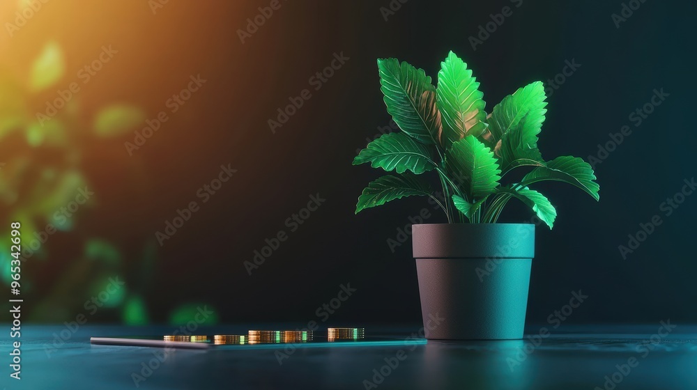 Poster illuminated currency exchange hologram in advanced tech workspace - futuristic financial trends with