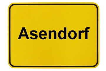 Illustration eines Ortsausgangsschildes der Gemeinde Asendorf in Niedersachsen