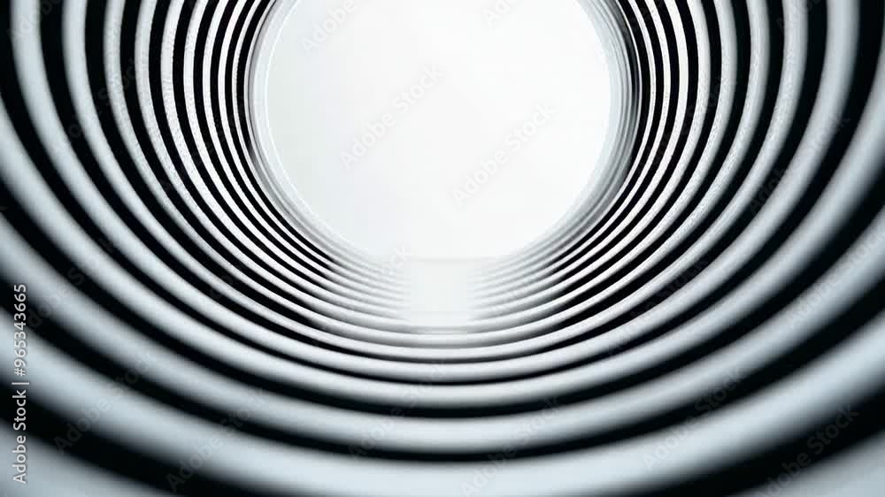 Poster abstract view of a circular tunnel with smooth curves leading to a bright center