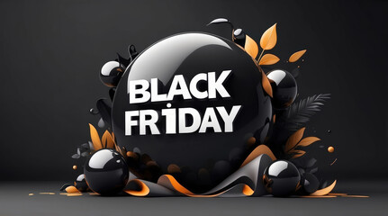 Bold Black Friday advertisement with a glossy black sphere