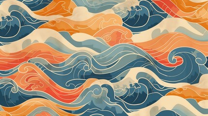 Fototapeta premium retro wave pattern wallpaper