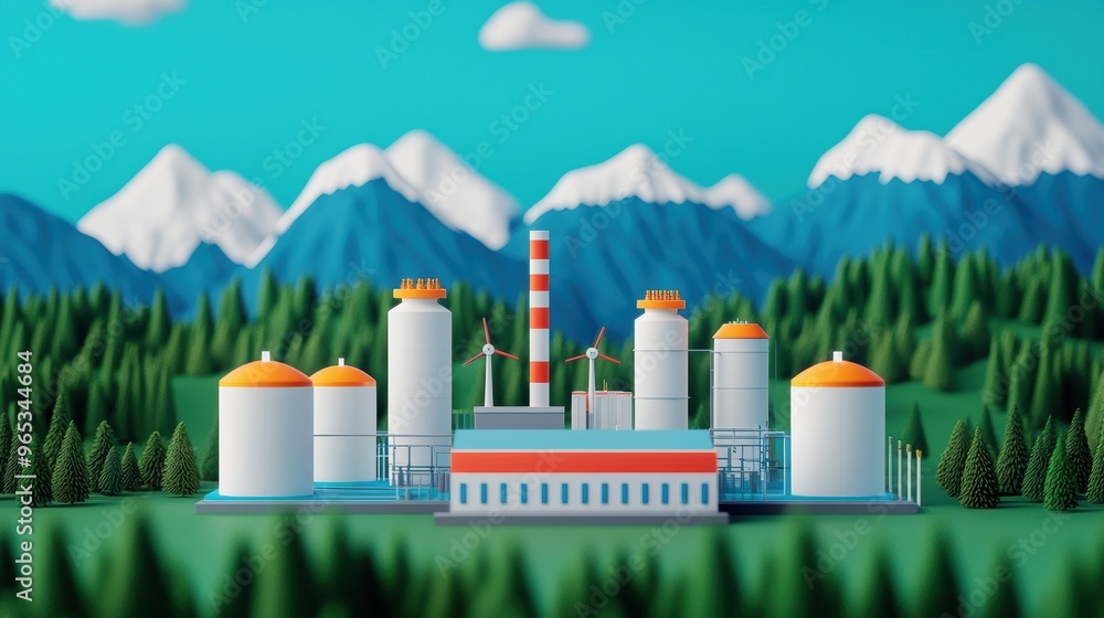 Poster futuristic smart grid interconnected energy sources in simulation landscape