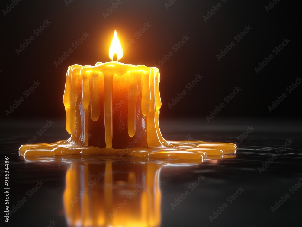 Poster soft flickering candlelight with gentle shadows, simple elegant design generative ai
