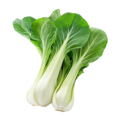 Fresh bok choy stacked together with vibrant green leaves, showcasing healthy produce on a clean transparent background