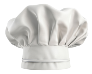 A white chef's hat against a transparent background.