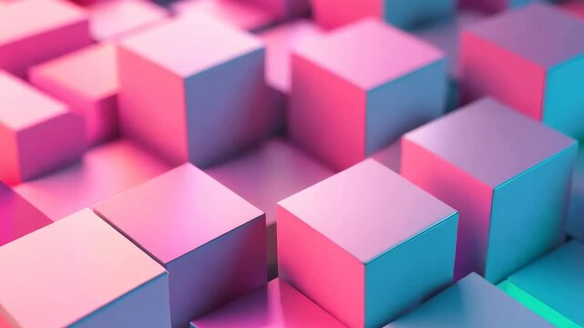 Colorful blocks in a dynamic arrangement create an abstract visual