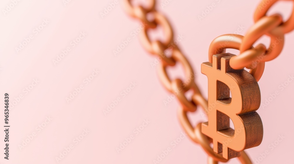 Poster abstract blockchain technology concept with digital coins in