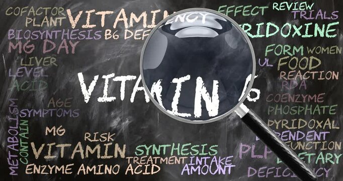 Vitamin B6 being studied, examined - under close inspection. Most important subjects and ideas closely related to vitamin b6. Can be looped