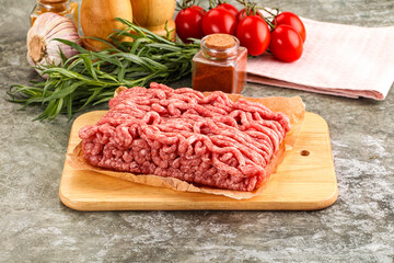 Raw uncooked red minced meat