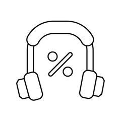 headphones line icon with white background vector stock illustration