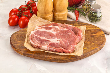 Raw pork neck steak sirloin