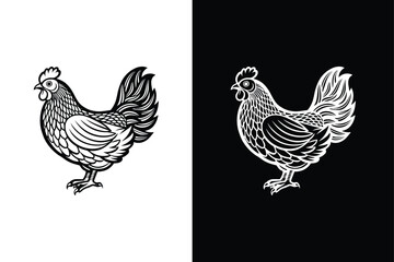 Clean Chicken Icon silhouette. Flat Graphic Design of a Hen Illustration