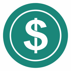 A dollar sign in a green circle on a white background