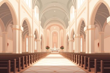Obraz premium Church aisle architecture building worship. Image by rawpixel.