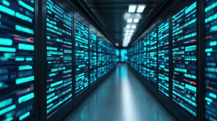 Fototapeta premium Futuristic Stock Market Holographic Data Digital Trading Floor Simulation in Ultra HD