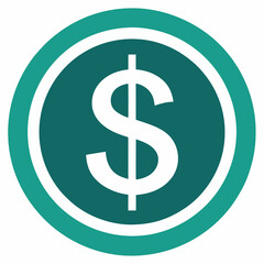 There is a dollar sign placed inside a green circle on a white background