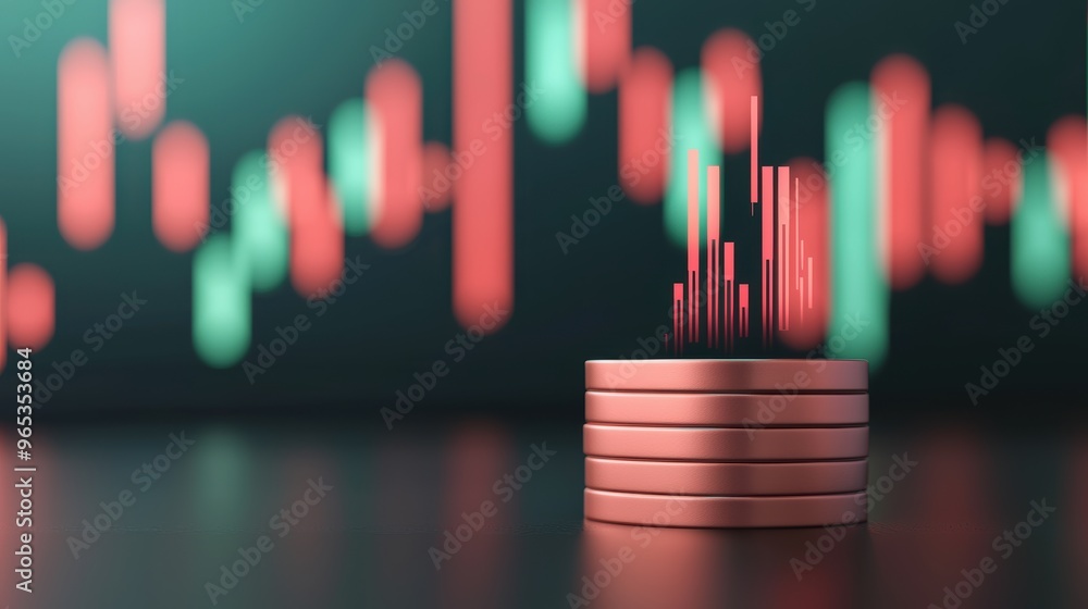 Poster futuristic floating exchange holograms with digital wealth trading - with copy space