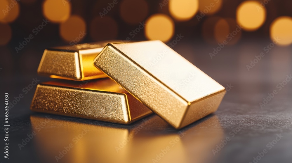 Poster glowing digital wealth - holograms of floating gold bars in neon finance concept with copy space, se