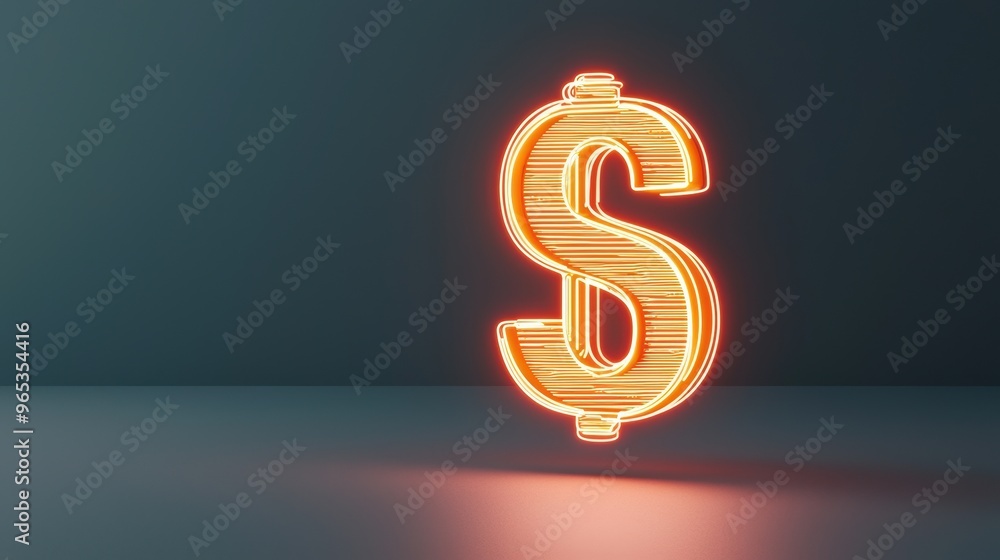 Aufkleber illuminated neon currency symbols in floating digital finance concept with copy space, selective foc