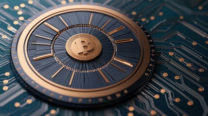 Futuristic Digital Fortune Wheel with Wealth Concept and Copy Space for Text in Quality