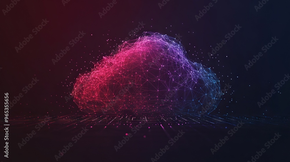 Poster abstract cloud computing technology concept. digital cloud and binary code. download and upload data