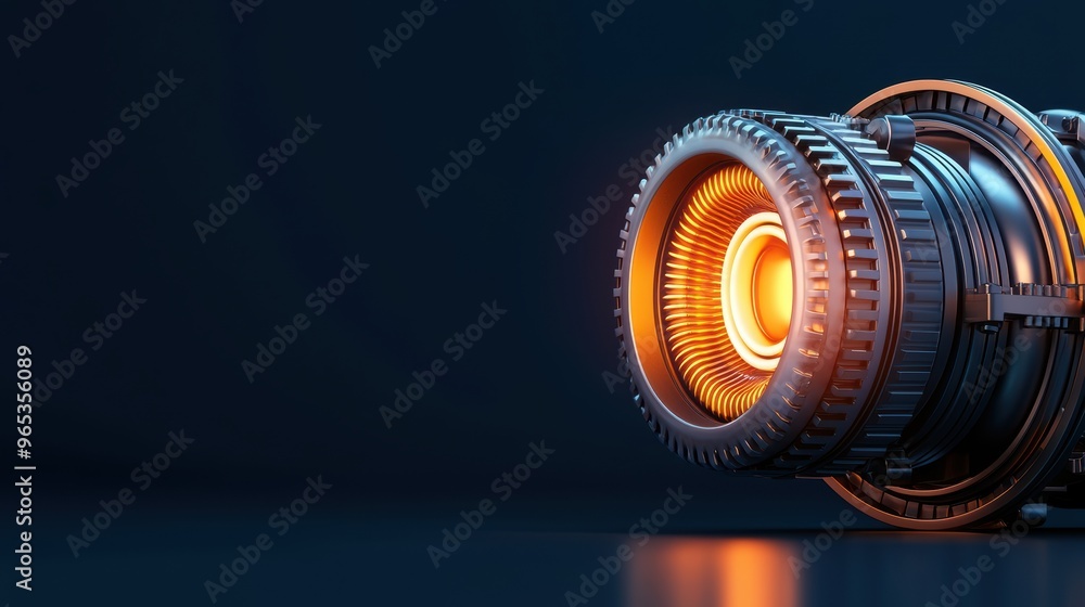 Poster illuminated digital wealth engine - virtual finance concept with copy space and selective focus |