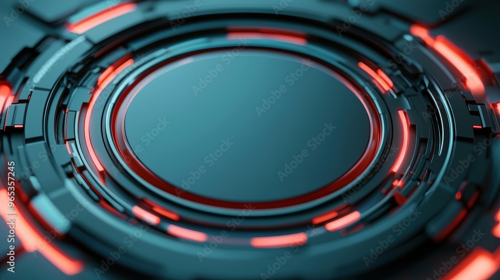 Poster glowing holographic wealth reservoir in futuristic setting - with copy space and selective focus