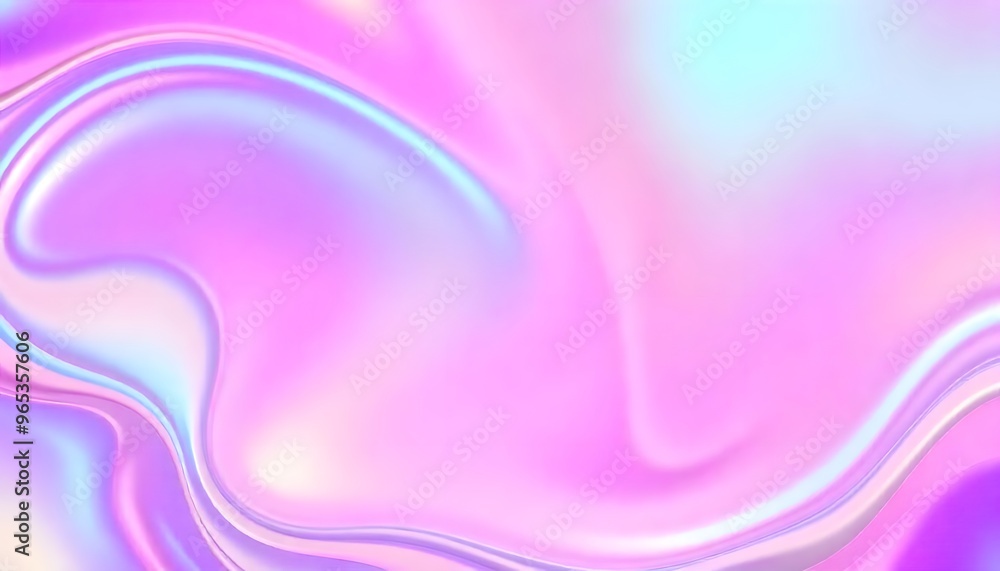 Poster abstract holo gradient render 3d object with a reflective surface and iridescent colors.