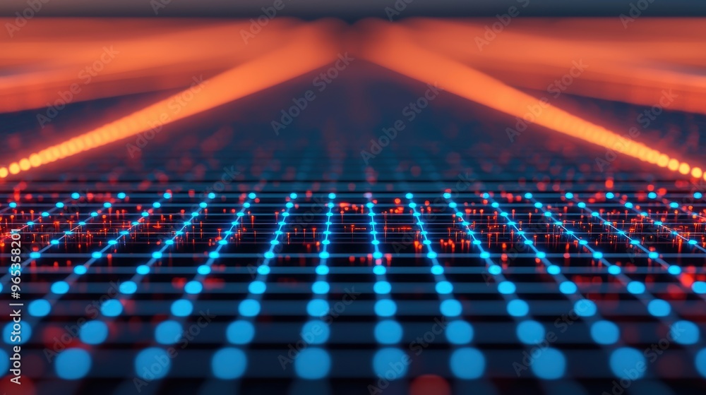 Poster illuminated smart city grid - simulation of interconnected technology in