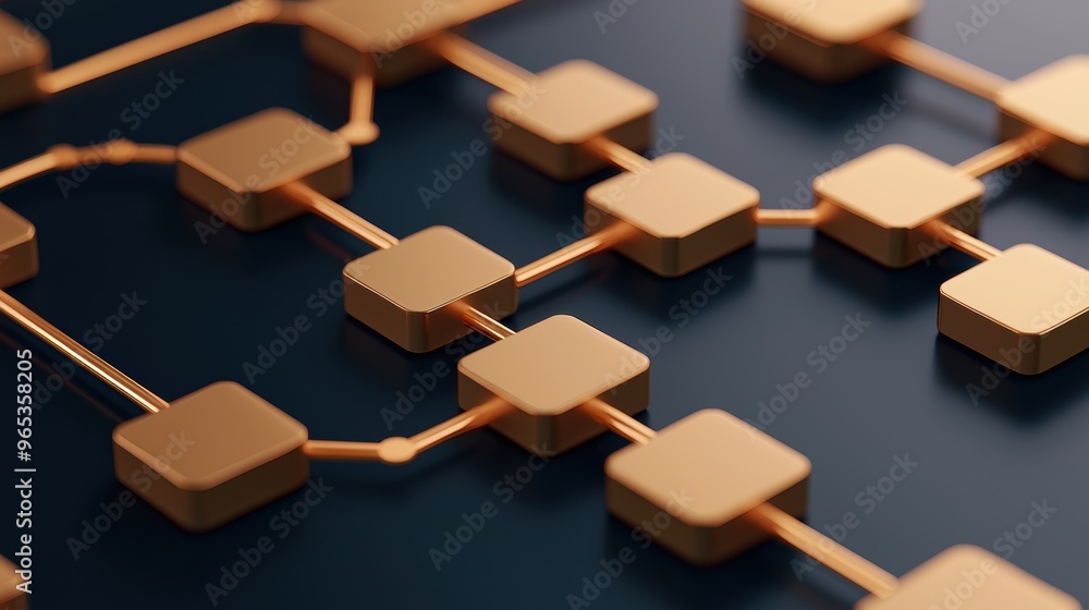 Poster illuminated digital wealth flowchart pathway in finance concept with selective focus.