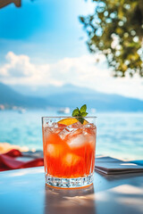 summer refreshing fruit juice with beautiful background generated by AI