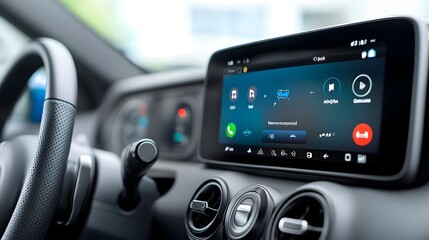 Fototapeta premium Bluetooth Enabled Car Infotainment System for Seamless Connectivity and Control