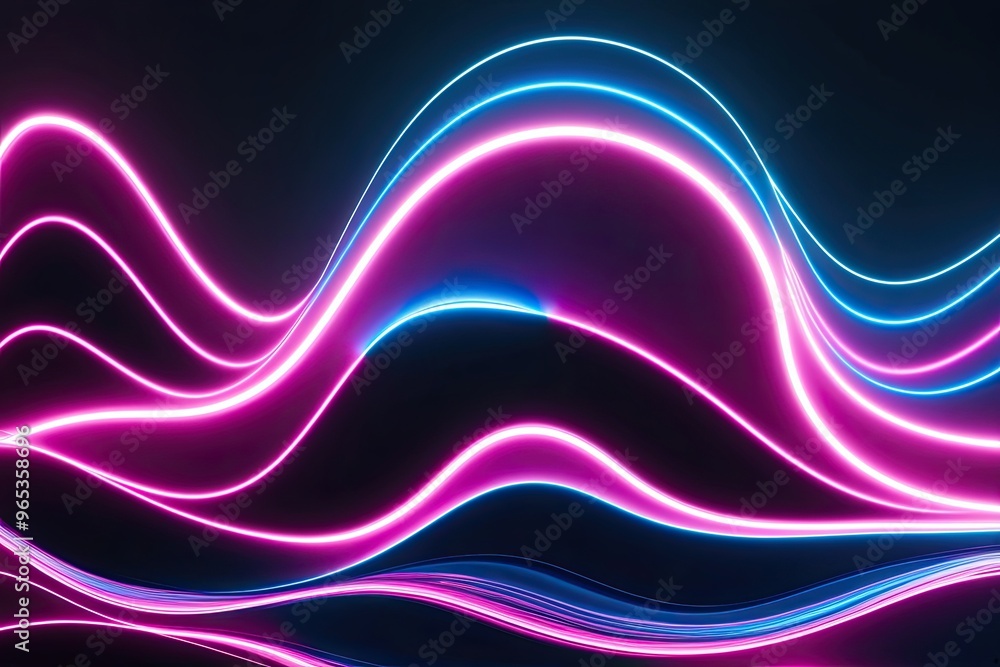 Poster enthralling neon fluid motion - radiant and luminous abstract shape with liquid waves