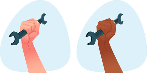 hand holding a wrench