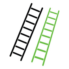 Ladder vector, icon design. Black and green ladder vector isolated on white background. Step ladder icons set simple graphic design. Construction ladder equipment icons vector illustration. eps 10