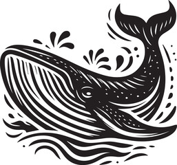 Whale head silhouette vector art illustration