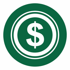 There is a dollar sign enclosed in a green circle on a white background