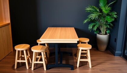 Soft focus blur Hot coffee cup of black,coffee and tea on wooden table in the morning.