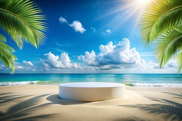 Tropical 3D Podium Design. Beautiful 3D Podium. Exotic 3D Display. Tropical Display Stand. 3D Podium Showcase.