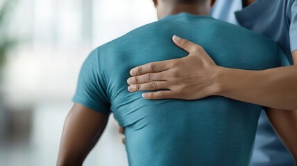 Physical therapist helping a patient with gentle spinal twists to relieve back tension, spinal twist therapy, therapeutic back stretches