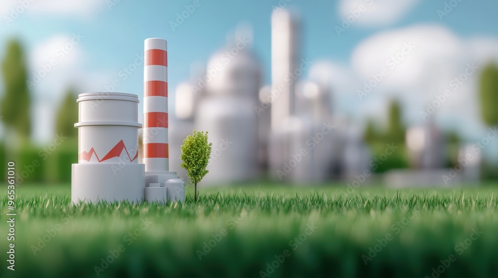 Aufkleber environmental impact analysis: oil consumption data graph in with copy space and selective focus in