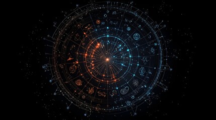 Colorful Zodiac Wheel Depicting Astrological Compatibility and Celestial Connections