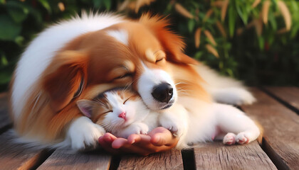 Playful puppy enjoying a bone in the garden while sitting in a cozy basket